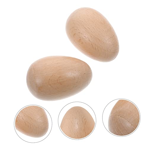 Hohopeti 2 Stück Holz Egg Shakers Musikinstrumente Kompakt Robust für Party Geburtstagsspielzeug Frühe und Musikalische Unterhaltung von Hohopeti