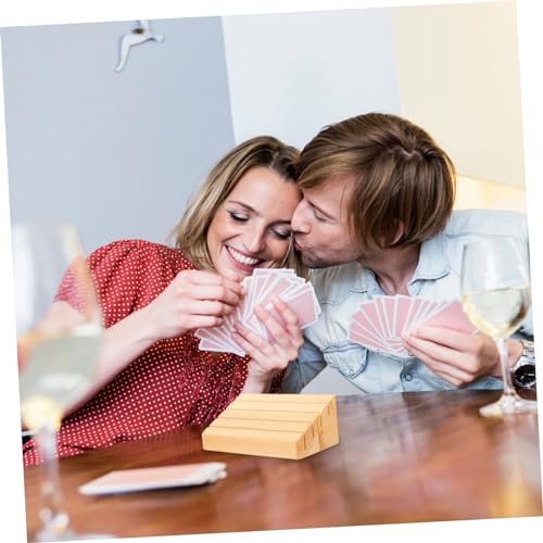 Hohopeti 2 Stück Holz Kartenhalter Kompakter Spielkartenständer mit Extra Breiten Fächern Multifunktionale Holz Basis für Kartenspiele Stabiles Display für Karten und Kleine Gegenstände von Hohopeti