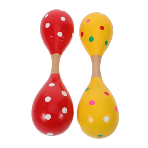 Hohopeti 2 Stück Holz-Maracas Doppelkopf Rasseln Hand-Percussion Musikinstrument für Rhythmus Hörtraining Sichere Nachhaltige Materialwahl für Frühe Musikerziehung von Hohopeti