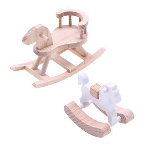 Hohopeti 2 Stück Holz Schaukelpferd Miniatur Puppenhaus Dekoration Vintage Design Handgefertigt Natürliche Weiße Farbe Für Kinderzimmer Sammler Hohopeti 2 Stück Holz Schaukelpferd Miniatur Puppenhaus Dekoration Vintage Design Handgefertigt Natürliche Weiße Farbe Für Kinderzimmer Sammler von Hohopeti