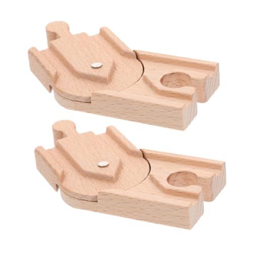 Hohopeti 2 Stück Holzschienen für DIY Zugstrecke Kompatibel mit Holzeisenbahn Zubehör für Kreatives und Entwicklung der Motorischen Fähigkeiten von Hohopeti