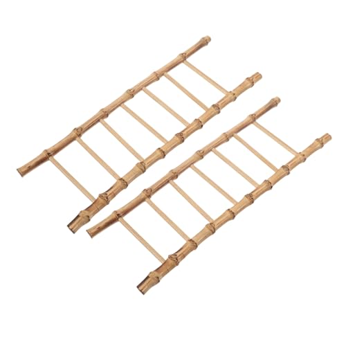Hohopeti 2 Stück Miniatur Bambusleiter Vintage Stil Mini Dekoration für Puppenhaus Zubehör Langlebige Miniaturleiter mit Realistischen Details für DIY Garten und Sandlandschaften von Hohopeti