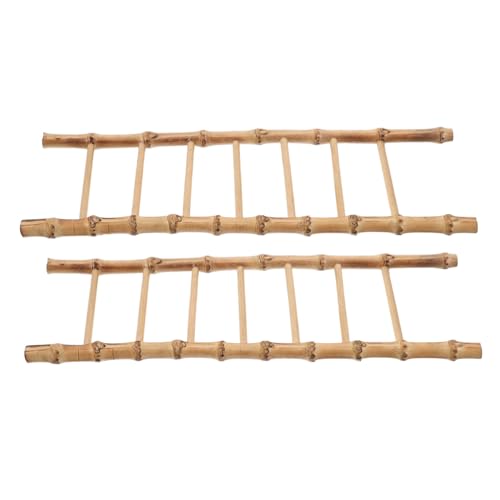Hohopeti 2 Stück Miniatur Bambusleiter für Puppenhaus Kleine Dekoleiter mit Realistischer Struktur Vielseitiges Garten und Sandgarten Zubehör Handgefertigte Miniaturmöbel für DIY von Hohopeti