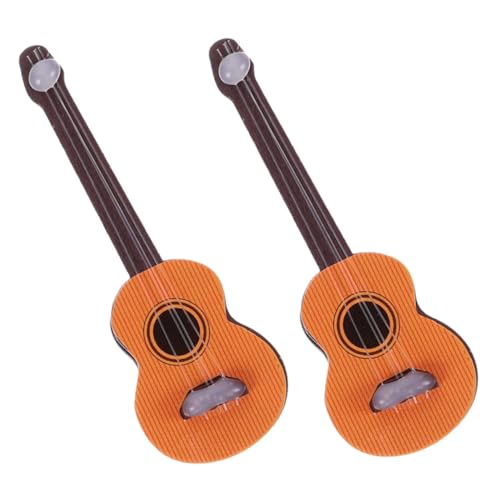 Hohopeti 2 Stück Miniatur Gitarre Teilig Realistische Mini Musikinstrumente mit Vintage Holzstruktur Dekoratives Puppenhaus Zubehör Detailgetreues DIY Modell für Mini Haus Dekoration von Hohopeti