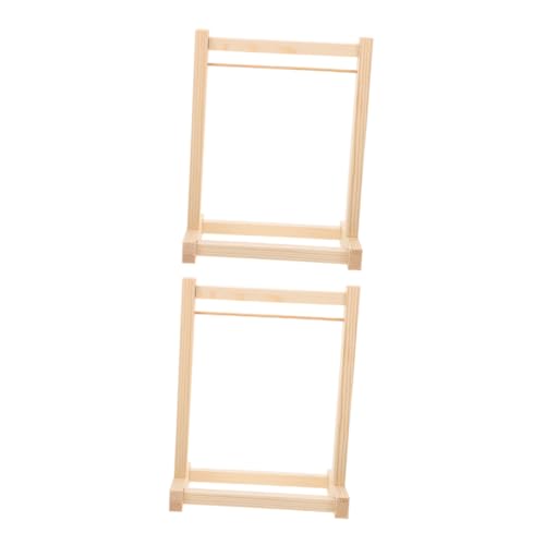 Hohopeti 2 Stück Miniatur Holz Kleiderständer Puppenhaus Möbel Zubehör Platzsparender Garment Rack für Puppenkleidung Langlebiger Hölzerner Aufbewahrungsständer für Puppenhaus von Hohopeti