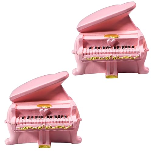 Hohopeti 2 Stück Miniatur Klavier Modell aus Langlebigem Resin Detailreiches DIY Musikinstrument und Foto Requisite Puppenhaus Dekoration für Schlafzimmer und Ankleidezimmer Sichere Mini von Hohopeti