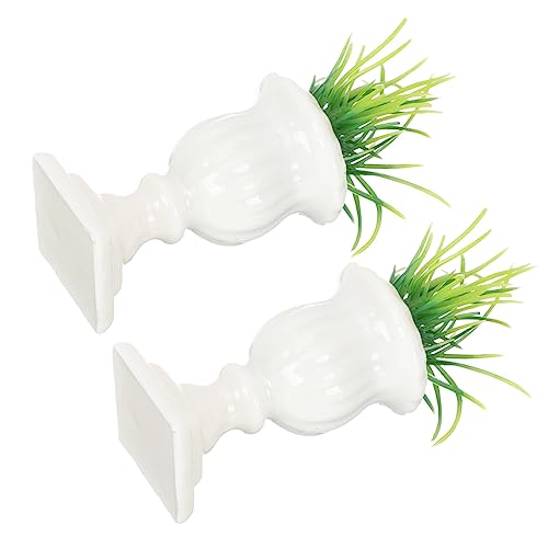 Hohopeti 2 Stück Miniatur Potted Plant Elegantes Marmor Säulen Design Leichte Bonsai Figur für Garten Dekoration Vielseitig Einsetzbar als Puppenhaus Zubehör und Landschaftsbau Ornament von Hohopeti