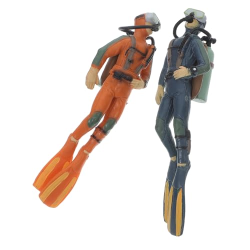 Hohopeti 2 Stück Miniatur Taucherfigur Robustem Kunststoff Schwimmende Aquarium Deko für Kleine Aquarien Praktische Fischbecken Zubehörfigur Platzsparendes Unterwasser Ornament von Hohopeti
