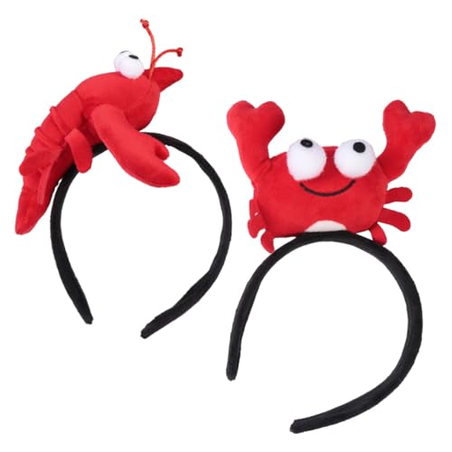 Hohopeti 2 Stück Niedliche Teilig Cartoon Haarreifen mit Rotem Hummer und Krabbe Motiv Weiche Kopfbedeckungen für Fasching Halloween Partys und Meeresfrüchte Restaurant Mitarbeiter von Hohopeti