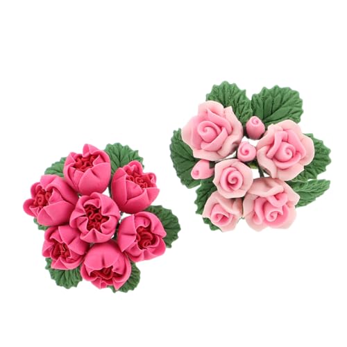 Hohopeti 2 Stück Puppenhaus Blumenstrauß Resin Mini Tiny Künstliche Blumen für Miniaturlandschaften Puppenhaus Ausstattung Home Decoration von Hohopeti