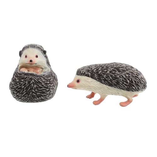 Hohopeti 2 Stück Realistische Igel Figuren aus Solidem Material Kindgerechte Wildtier Modelle für Frühkindliche Bildung Multifunktionale Miniatur Dekorationen für Garten Party und Kuchen von Hohopeti