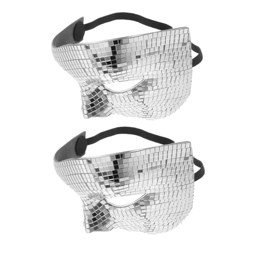 Hohopeti 2 Stück Silberne Glitzer Disco Ball Halbgesichtsmaske mit Spiegelnder Reflektierender Oberfläche für Halloween Karneval Maskenball Tanz Musikveranstaltungen Elegante Hohopeti 2 Stück Silberne Glitzer Disco Ball Halbgesichtsmaske mit Spiegelnder Reflektierender Oberfläche für Halloween Karneval Maskenball Tanz Musikveranstaltungen Elegante von Hohopeti