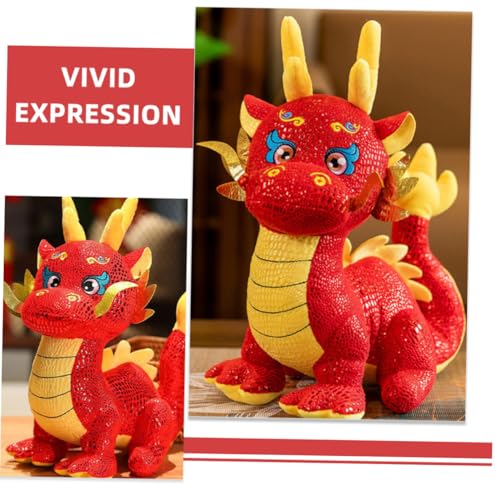 Hohopeti 2 Stück Teiliges Chinesisches Neujahrs-plüschtier- Lebensechter Stoffdrache Chinesischer Stil Dekoratives Drachen Glücksbringer und Geschenk zum Jahr des Drachen von Hohopeti