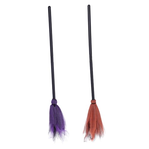 Hohopeti 2 Stück Teiliges Halloween Hexenbesen Leichte Halloween Deko Besen Farblich Zufällige Besenornamente Praktisches Party Zubehör für Festgestaltung Zufällige Farbe von Hohopeti