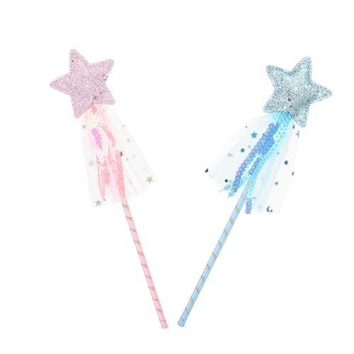 Hohopeti 2 Stück Teiliges Handlicher Zauberstab mit Stern Glänzender Fairy Rod Farbenfroher Feenstab für Mädchen für Geburtstag Party Halloween Cosplay und Bühnenauftritte von Hohopeti