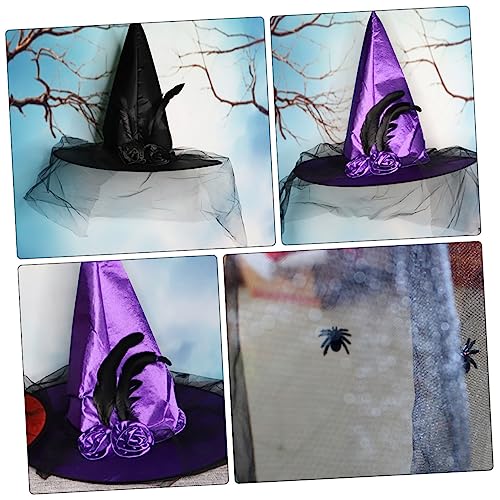 Hohopeti 2 Stück Teiliges Hexenhut aus Netzgarn Halloween Cosplay Kostümzubehör Schwarze und Violette Party Hexenhüte für Damen und Geeignet für Halloween Karneval und Kostümpartys Hohopeti 2 Stück Teiliges Hexenhut aus Netzgarn Halloween Cosplay Kostümzubehör Schwarze und Violette Party Hexenhüte für Damen und Geeignet für Halloween Karneval und Kostümpartys von Hohopeti