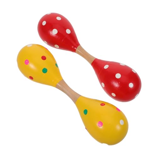 Hohopeti 2 Stück Teiliges Holz-Maracas Doppelkopf Rasseln Junge Mädchen Hand-Percussion Rythmus-Training Leicht und Kinderfreundlich von Hohopeti