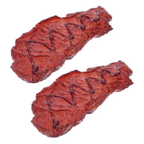 Hohopeti 2 Stück Teiliges Künstliches Steak Fleisch Realistische Nachbildung Gegartes Roastbeef Detailgetreues Food Prop für Markt Küchen und Fotografie Dekoration Braun Vielseitig von Hohopeti