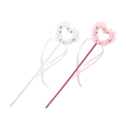 Hohopeti 2 Stück Teiliges LED Herz Zauberstab Leuchtende Engel Feenstäbe in und Weiß Leichtes Langlebiges und Kostümzubehör für Kindergeburtstag Halloween und Rollenspiele von Hohopeti