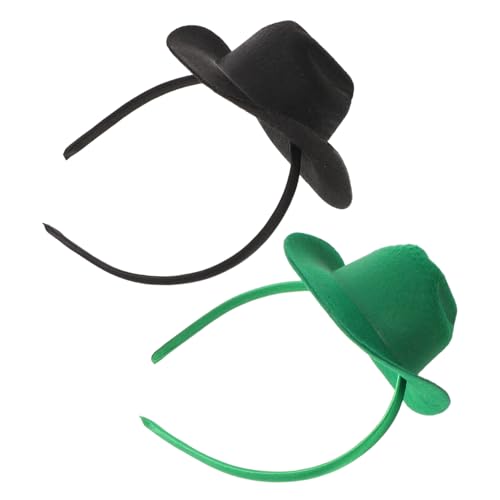 Hohopeti 2 Stück Teiliges Mini Cowboy Hut Haarreif Leichtes Western Headband für Damen und Mädchen Dekorative Festival Haaraccessoires für Halloween Karneval und Westernpartys von Hohopeti