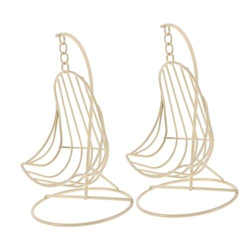 Hohopeti 2 Stück Teiliges Miniatur Schaukelstuhl aus Robustem Metall Mini Hängesessel für Puppenhaus Wohnzimmer Dekorative Miniatur Möbel für Tiny House Bastelbedarf und Fotorequisiten von Hohopeti