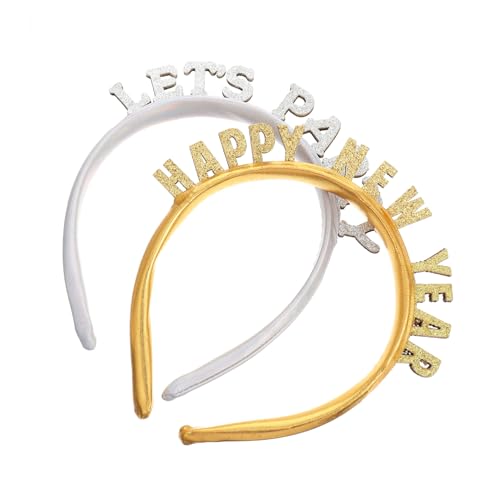 Hohopeti 2 Stück Teiliges Neujahrs Haarband mit Auffälligen Schriftzügen Leichtes Haarschmuck Accessoire für Party und Festival Komfortabel und Langlebig Design für Damen und Mädchen von Hohopeti