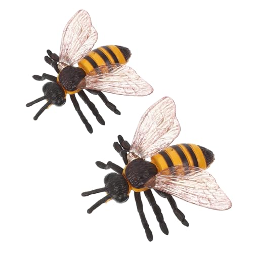 Hohopeti 2 Stück Teiliges Realistisches Bienenfiguren Sicherem Kleine Simulationstier-Ornamente für Tragbar und Interaktiv für Wissenschaftsprojekte Halloween-deko und Kuchenverzierung von Hohopeti