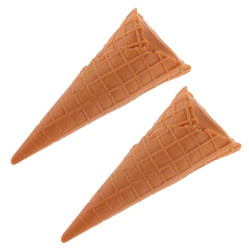 Hohopeti 2 Stück Teiliges Realistisches Eiscreme Verblassungsbeständige Lebensechte Eistüten für Party und Schaufensterdekoration Detailgetreue Simulation für Desserttischgestaltung von Hohopeti