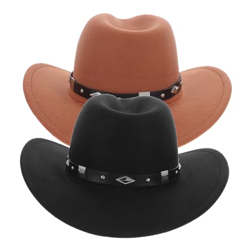 Hohopeti 2 Stück Western Cowboy Hüte Damen Herren Atmungsaktiv Leichter Filz mit Breiter Krempe und Gürtel Schnalle Universelle für Westernpartys Outdoor Halloween und Freizeit Hohopeti 2 Stück Western Cowboy Hüte Damen Herren Atmungsaktiv Leichter Filz mit Breiter Krempe und Gürtel Schnalle Universelle für Westernpartys Outdoor Halloween und Freizeit von Hohopeti
