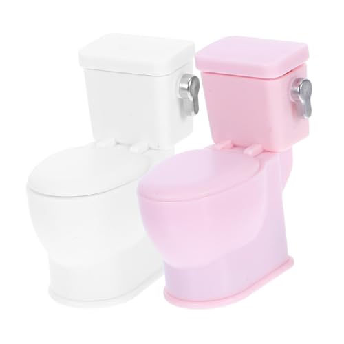 Hohopeti 2 Stück Zubehör für Puppenhäuser winzige Hausmöbel Puppenhaus-Miniatur-Toilette kleines Toilettenspielzeug realistische Toilette Toilettenmodell kleine Hausmöbel Mini Möbel Plastik von Hohopeti