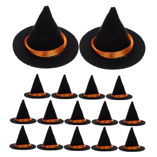 Hohopeti 20 Stück Mini Filz Hexenhüte für Halloween Kleine Zaubererhüte aus Langlebigem Filz Vielseitig Einsetzbar für DIY Basteln Flaschen Puppendekoration Partyaccessoires von Hohopeti