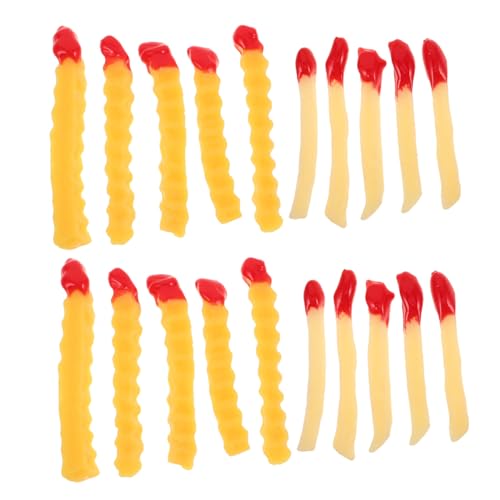 Hohopeti 20 Stück Teiliges Französisches Pommes Frites Dekor Realistische Fake Food Modelle mit Gewellter Kante Langlebige Simulation für Rollenspiel Restaurant und Party Dekoration von Hohopeti