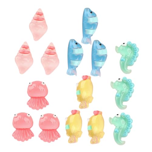 Hohopeti 20 Stück Teiliges Mini Leuchtende Meerestiere Figuren aus Resin Glühende Meeres Dekoration für Aquarium Miniatur Meeresbewohner Ornamente für Fischbecken und Puppenhaus Deko von Hohopeti