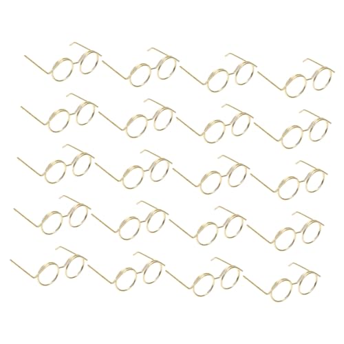 Hohopeti 20 Stück Teiliges Mini puppenbrillen aus Goldenem Metalldraht Linsenlose Runde Rahmen Leichtes Puppenhaus zubehör Dekorative Eyeglasses Props für Dress up und Kreatives von Hohopeti