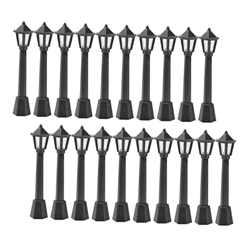 Hohopeti 20 Stück Teiliges Miniatur straßenlaternen Schwarz Micro Landscape LED Modelllampen für Puppenhaus Dekoration Bastelbare Realistische Mini Haus Beleuchtung Batteriebetrieben von Hohopeti