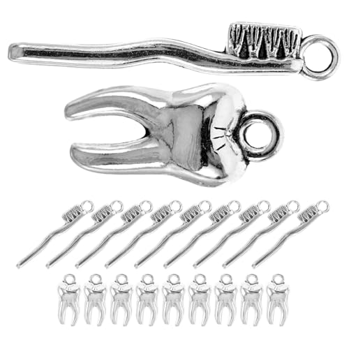 Hohopeti 20 Stücke Zahn Charms Zahnbürste Anhänger Für Schmuck Machen DIY Zubehör Halsketten Charms Für Frauen Metall Anhänger Schmuck Erkenntnisse von Hohopeti