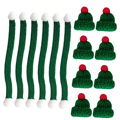 Hohopeti 20st Weihnachts Hüte Minihüte Zum Basteln Miniatur-weihnachtsmützen Esstisch Dekor Topper-Abdeckung Für Weinflaschen Kleiner Hut Mini-strickschal Strickgarn Weihnachten Schal Mütze von Hohopeti