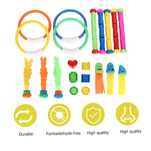 Hohopeti 21 Stück Teiliges Tauchringe Sticks Hochwertigem Kunststoff Buntes Wasserspielzeug für Sicher und Griffig Fördert Anfänger tauchen im Pool für Poolpartys und Zufällige Farbe Hohopeti 21 Stück Teiliges Tauchringe Sticks Hochwertigem Kunststoff Buntes Wasserspielzeug für Sicher und Griffig Fördert Anfänger tauchen im Pool für Poolpartys und Zufällige Farbe von Hohopeti