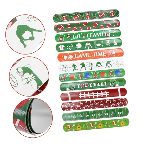 Hohopeti 24 Stück Teiliges PVC Slap Armband Sportparty Mitgebsel American Football Design Leichte Langlebige Kinderarmbänder Sicher für Spiele und Preise Farbecht und Einfach Anzulegen von Hohopeti