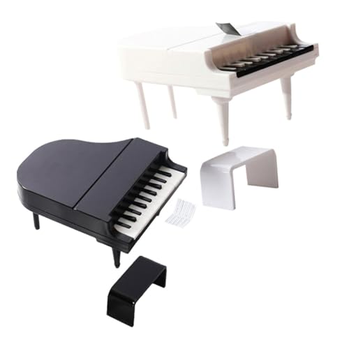 Hohopeti 2Sätze Mini Klavier Modellset mit Hocker Puppenhaus Dekoration Teiliges aus Robustem Material für Mini Haus und Puppenstubenmöbel von Hohopeti
