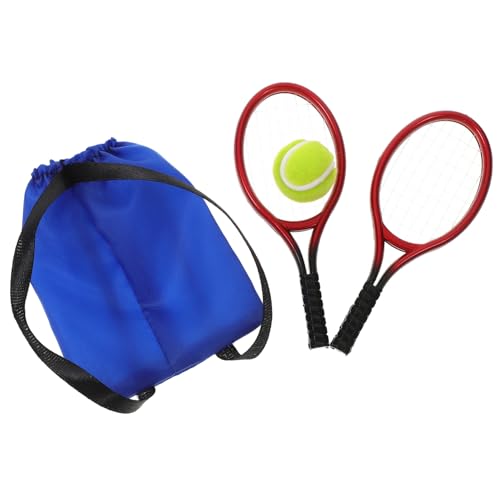 Hohopeti 2Sätze Tennisschläger Ball Modell für Puppenhaus Dekoratives Zubehör für Mikrohaus Dekoration für Schlafzimmer Wohnzimmer Küche von Hohopeti