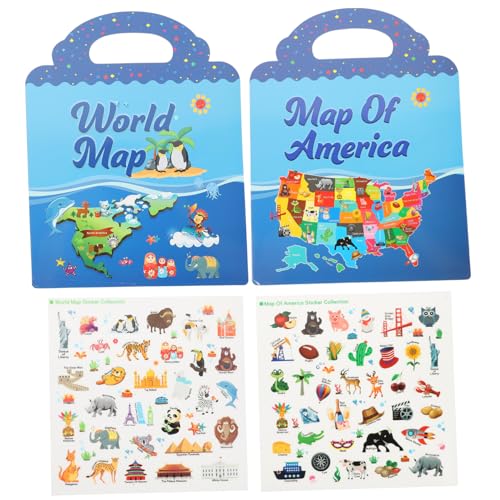 Hohopeti 2Sätze Weltkarten Aufkleberbuch Wiederverwendbare Sticker für Teiliges Weltkarten für Lernspiele und Kreative Aktivitäten Unterwegs Hohopeti 2Sätze Weltkarten Aufkleberbuch Wiederverwendbare Sticker für Teiliges Weltkarten für Lernspiele und Kreative Aktivitäten Unterwegs von Hohopeti