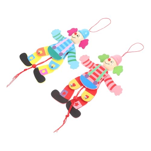 Hohopeti 2Stücke Clown Marionette aus Naturholz Kreatives Saitenpuppenspiel für Erwachsene für Aufführungen Dialogspiele und Weihnachtsfeiern Zufällige Farben von Hohopeti