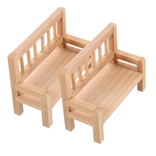 Hohopeti 2Stücke Miniatur Holzbank Puppenhaus Möbel Dekoration für Mini Haus Accessoires Selbst Bemalbar Natürliches Design Langlebiges Holzmaterial Vielseitig Einsetzbar von Hohopeti