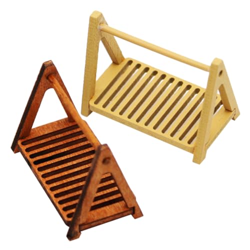 Hohopeti 2pcs Dekorative Mini House Dekoration Entzückende Miniaturmöbel Mini Bread Rack von Hohopeti