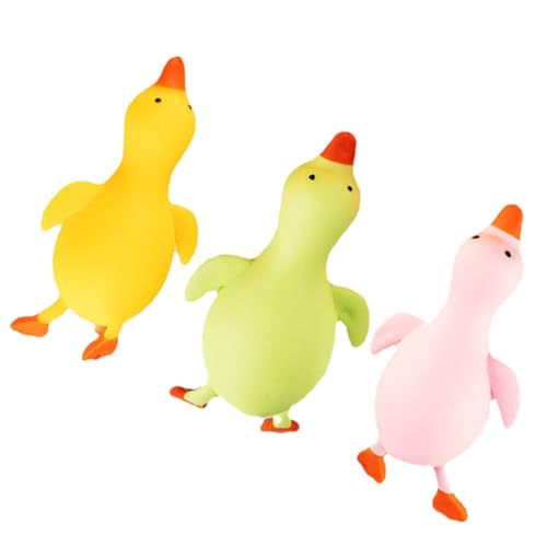 Hohopeti 3 Stück Bunte Enten Quetschspielzeug aus TPR Elastisch Dehnbar Lustig zum Stressabbau Antistress Tier und Erwachsene Partydeko und Geschenk von Hohopeti