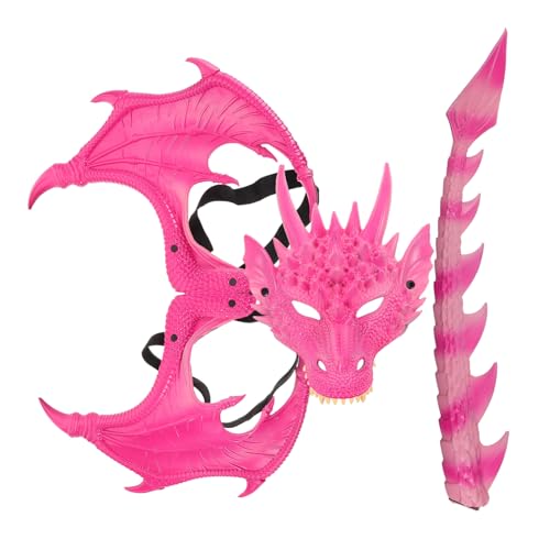 Hohopeti 3 Stück Halloween Dress-up-Anzug Halloween Dinosaurierzubehör Drachen-Cosplay-Maske Drachen-Cosplay-Flügel Polyester Rosig Hohopeti 3 Stück Halloween Dress-up-Anzug Halloween Dinosaurierzubehör Drachen-Cosplay-Maske Drachen-Cosplay-Flügel Polyester Rosig von Hohopeti