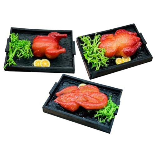 Hohopeti 3 Stück Imitat Brathuhn Ente Gans Spielküche für Puppenhaus Dekoration für Miniaturliebhaber Langlebig Realistische Farben Tragbar von Hohopeti