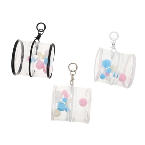 Hohopeti 3 Stück Puppenspeicherbeutel Figuren-Präsentationstasche mit Schlüsselanhänger Mini-Klarsichtbeutel Geldbörse mit Schlüsselanhänger PVC Transparent von Hohopeti