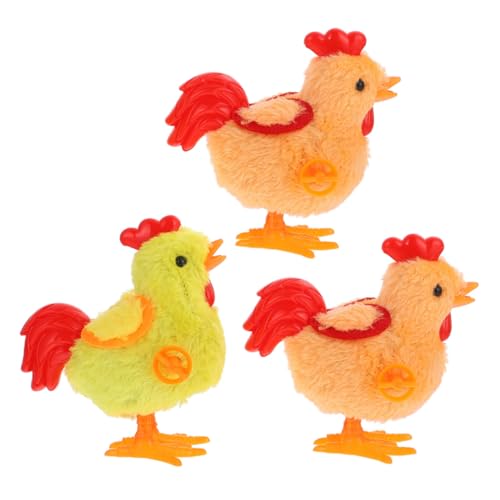 Hohopeti 3 Stück Teiliges Aufziehspielzeug mit Plüschigem Küken Lustiges Huhn für Springendes Laufküken Party Dekoration Farblich Sortiert Interaktives Geschenk Zufällige von Hohopeti